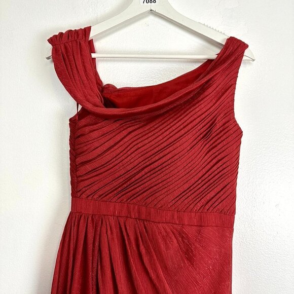 MAC DUGGAL Draped One Shoulder Chiffon Gown in Crimson Red Size US 4 - Picture 6 of 10